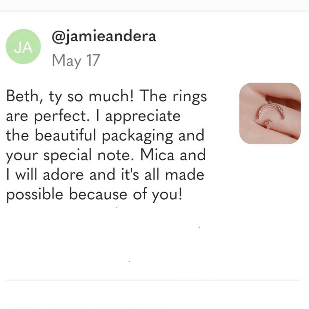 SEE OTHERS IN SILVER GOLD Moon & Star Ring, Rhinestone & Rose Gold Tone - Picture 3 of 11